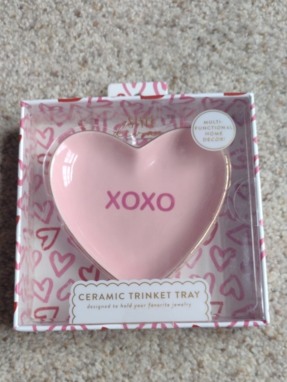 XOXO Pink Heart Ceramic Trinket Tray - XOXO